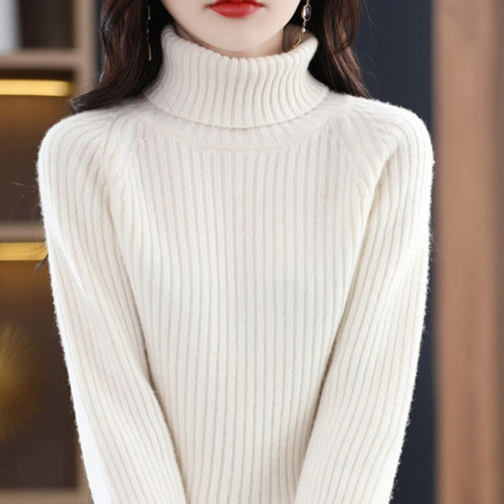 Kvinders hyggelige rullekrave sweater med ribbet tekstur Stilla