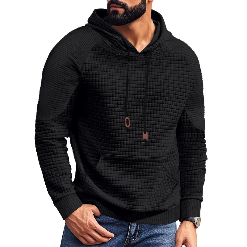 Herrer nano quiltet hoodie med kvadratisk struktur og kængurulomme Skovae