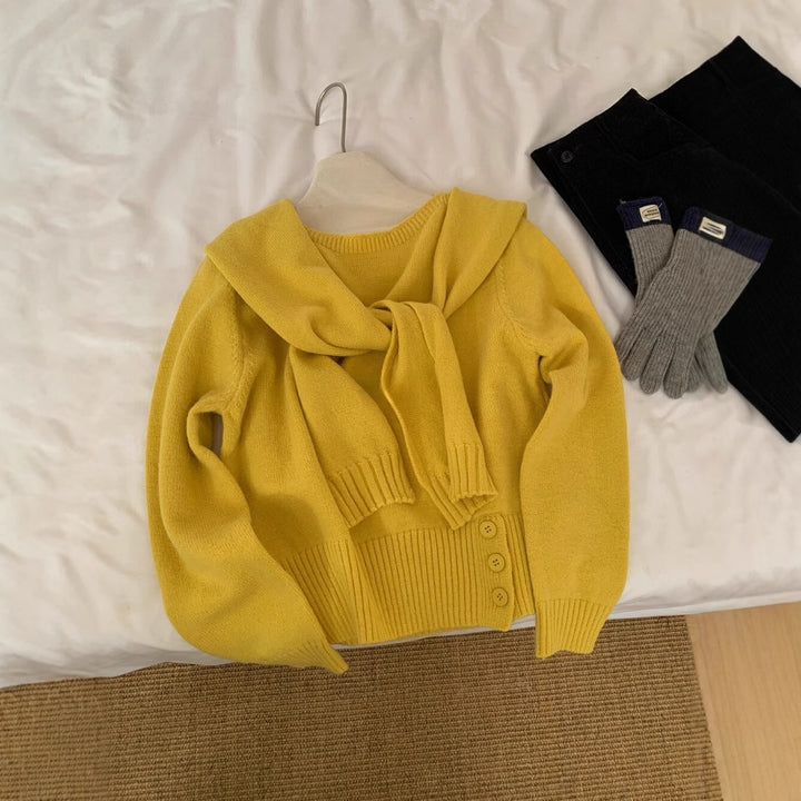 Damer elegant sweater med aftagelig krave Stilla