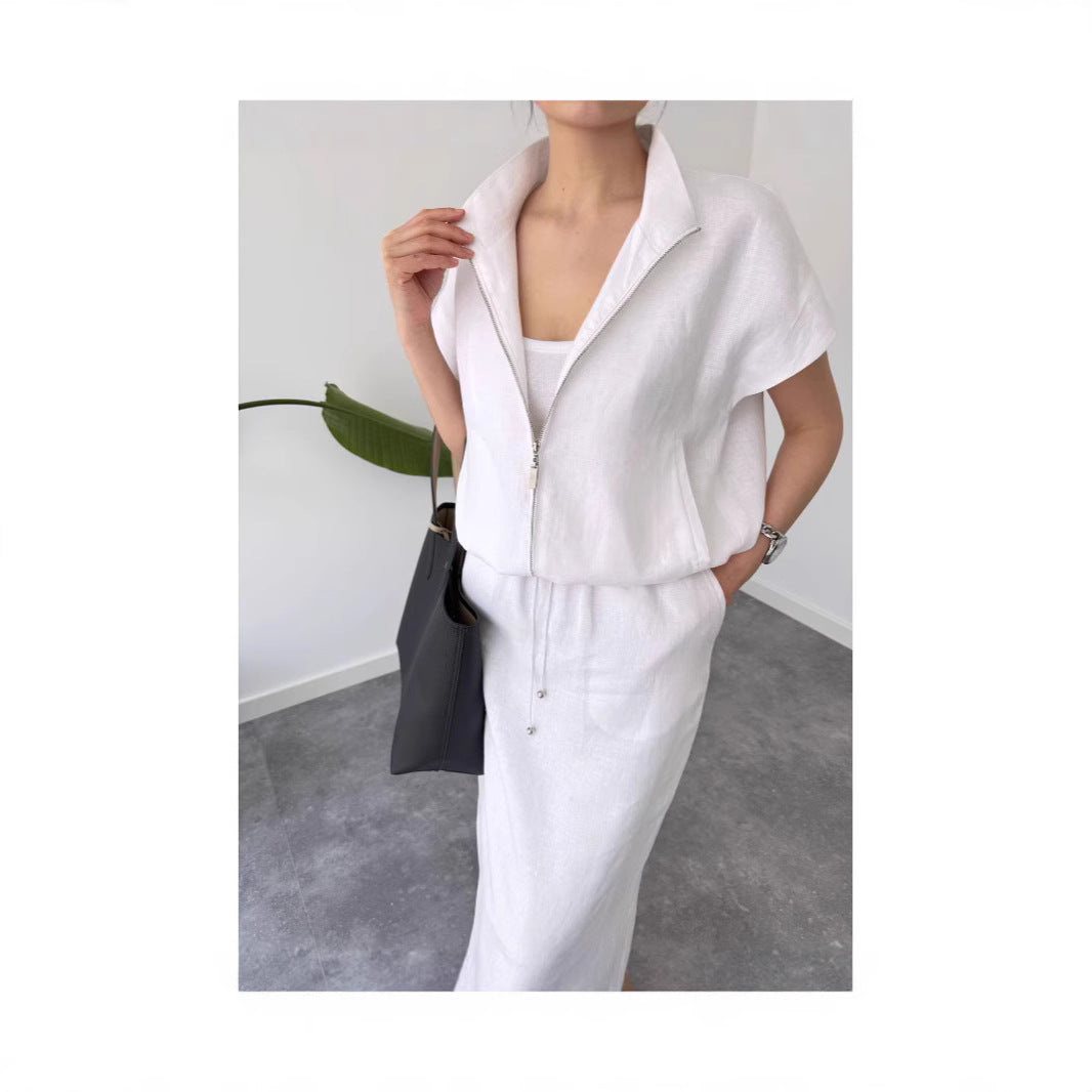 Dame stilfuld Zip-Up Midi-Kjole Stilla