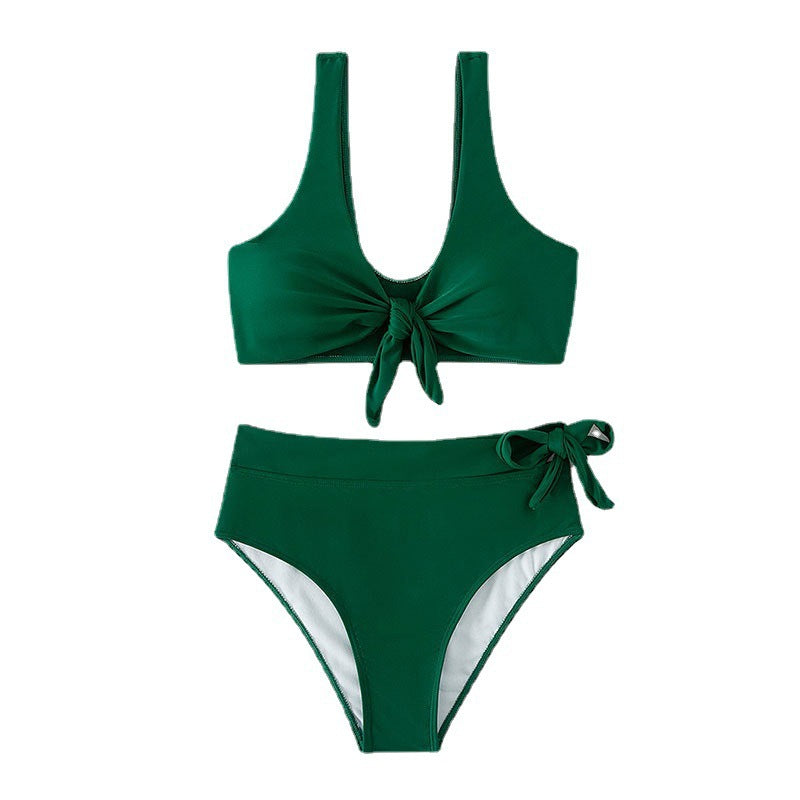 Dame Høj talje bikini-sæt med bindebånd og elegant pasform Skovae