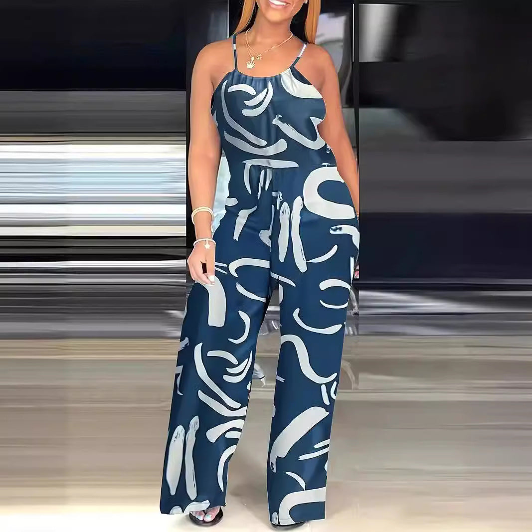 Dame Elegant og afslappet jumpsuit med bredt ben og trendy mønster Stilla