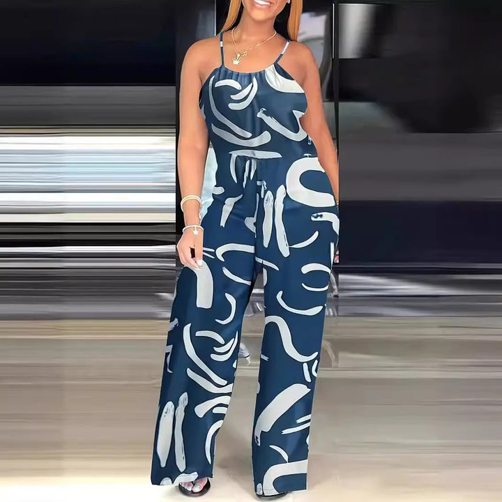 Dame Elegant og afslappet jumpsuit med bredt ben og trendy mønster Stilla