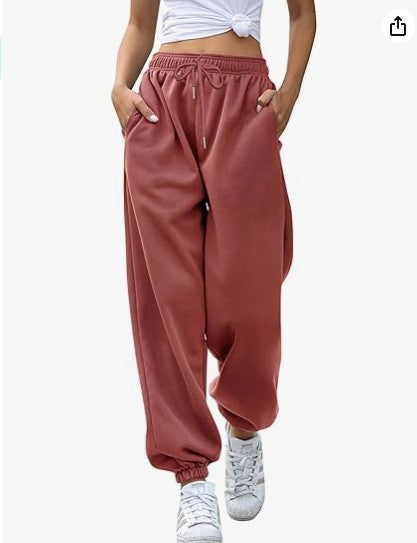 Kvinders casual sweatpants med høj talje og sidelommer med lynlås Skovae
