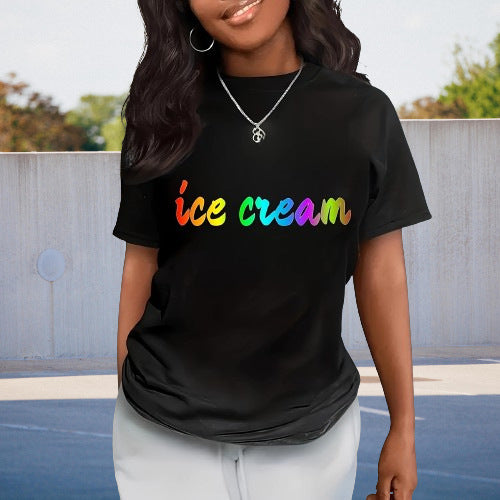 Dame Behagelig T-Shirt med trendy Sommer-print Stilla