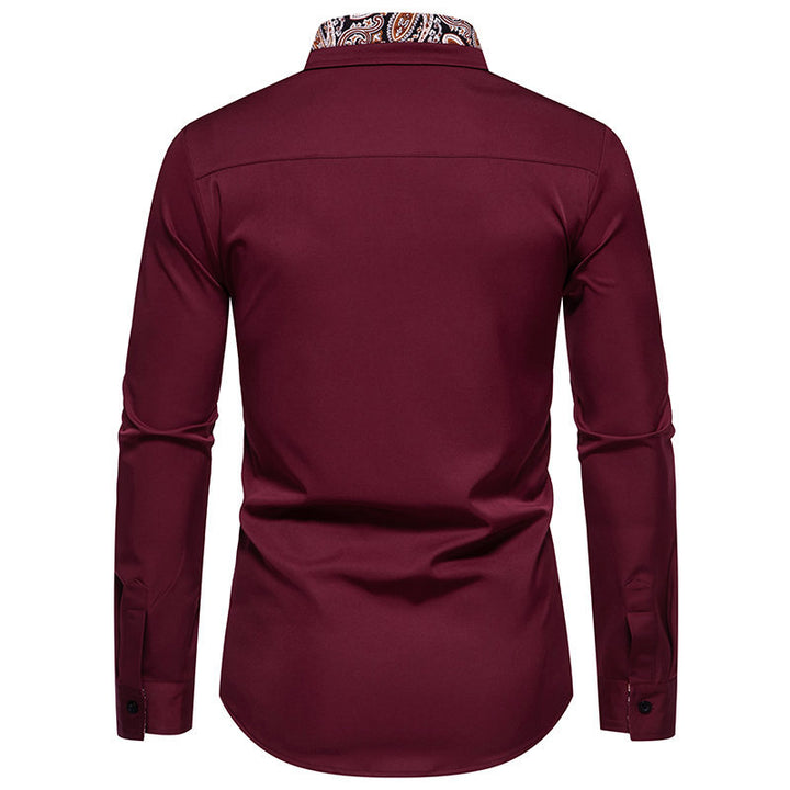 Herrer Stilfuld Kontrastkrave Knappen shirt Stilla