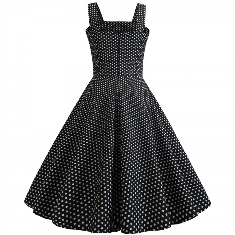 Dame Vintage Polka Dots Swing Kjole Stilla