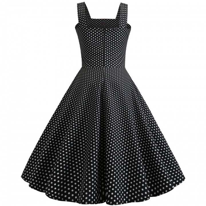 Dame Vintage Polka Dots Swing Kjole Stilla