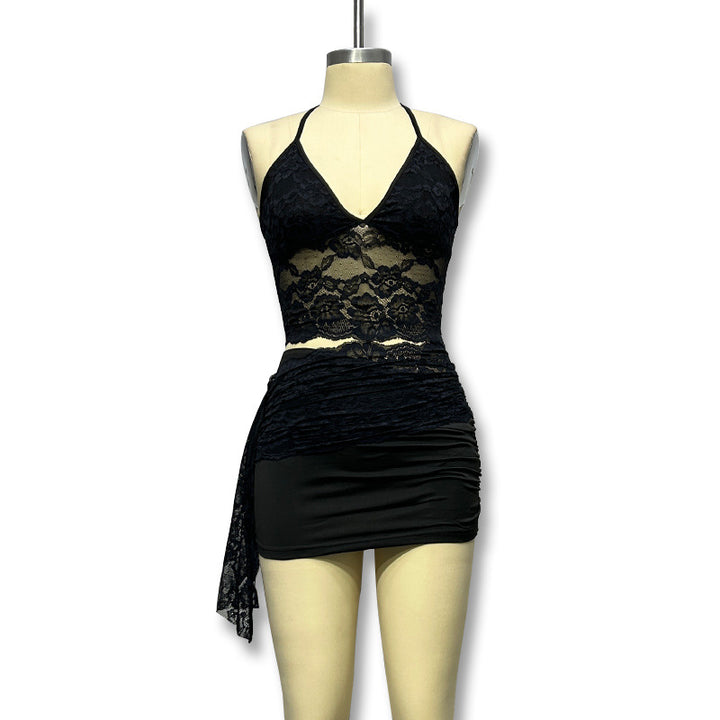 Dame blond crop top med indviklingsdesign og integreret underkjole Skovae