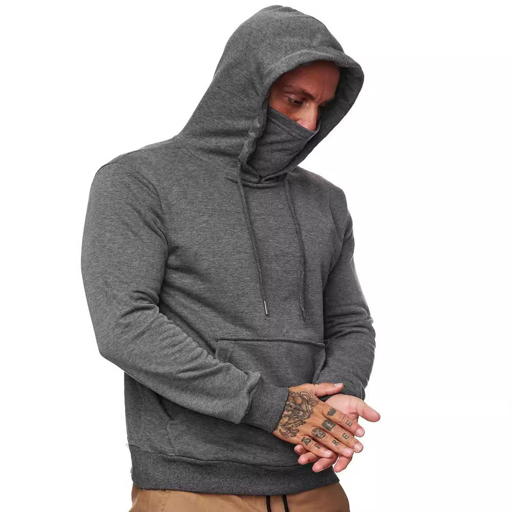 Herrer Hoodie med integreret ansigtsschutz og praktisk kængurulomme-design Stilla