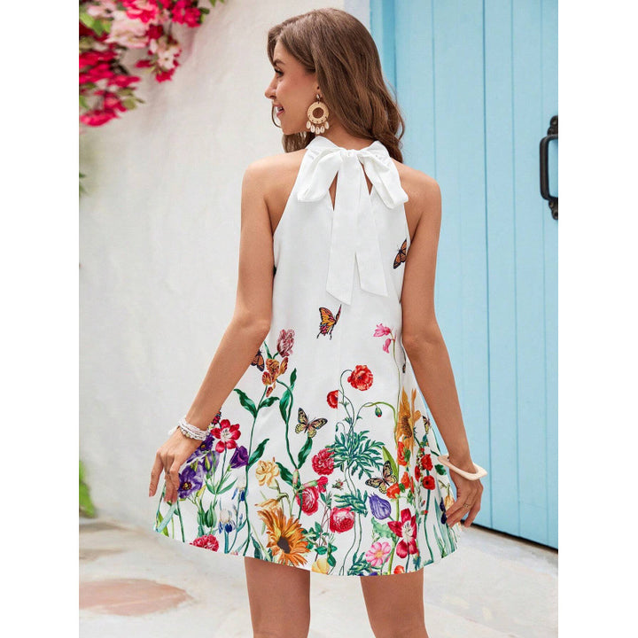 Dame Floral Print A-Linie Kjole med Stropper Stilla