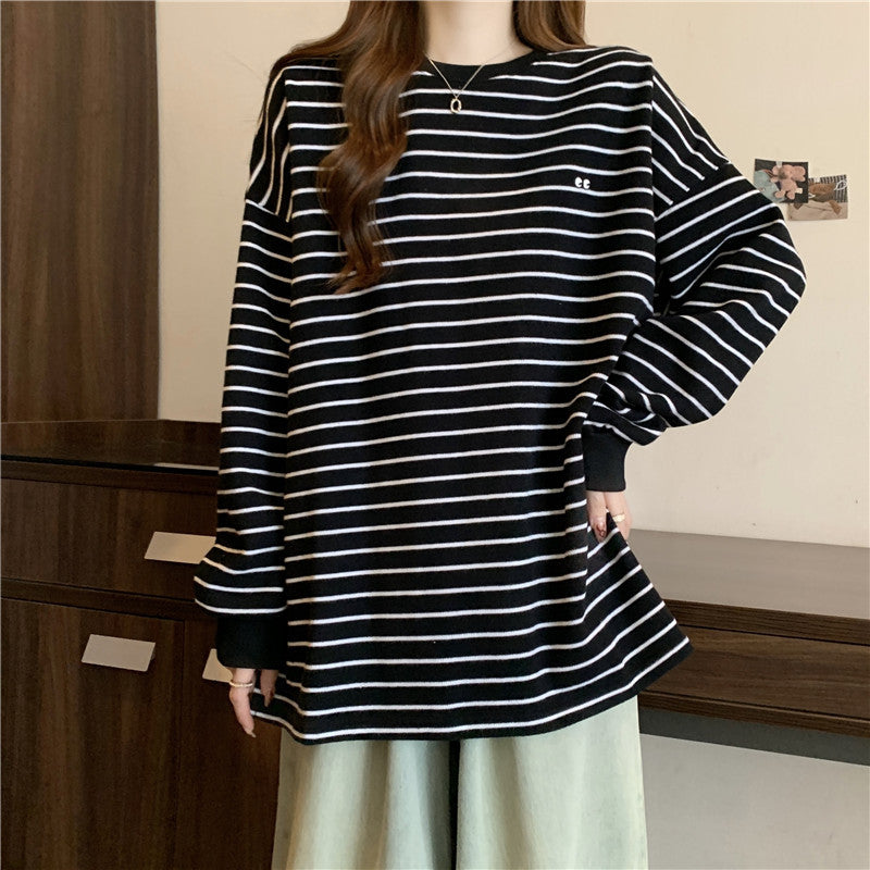 Femme Relaxed Stribet Rundhals Sweatshirt Stilla