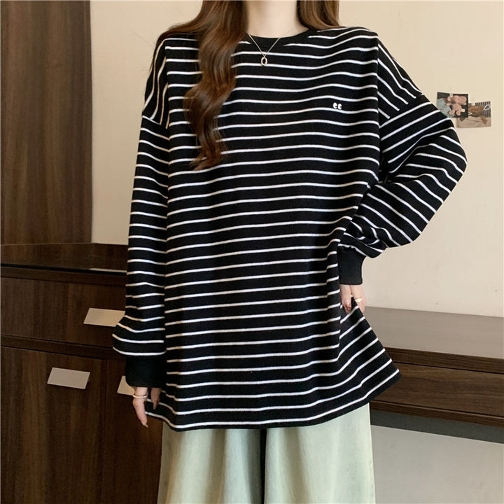 Femme Relaxed Stribet Rundhals Sweatshirt Stilla