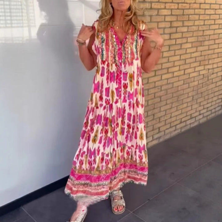 Dame maxikjole med blomsterprint Stilla