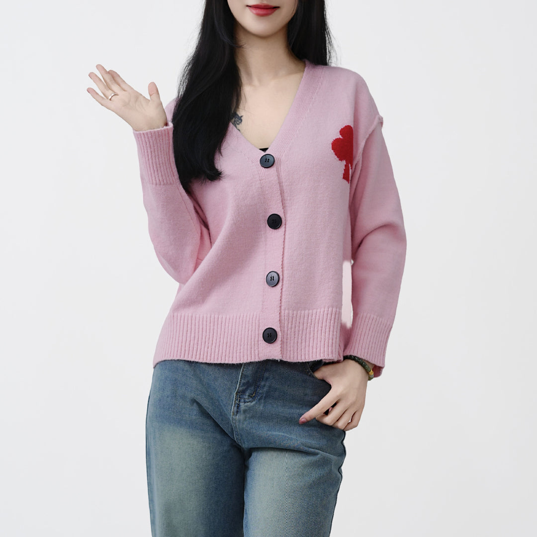 Femme Casual V-Udskæring Knap-Cardigan Stilla