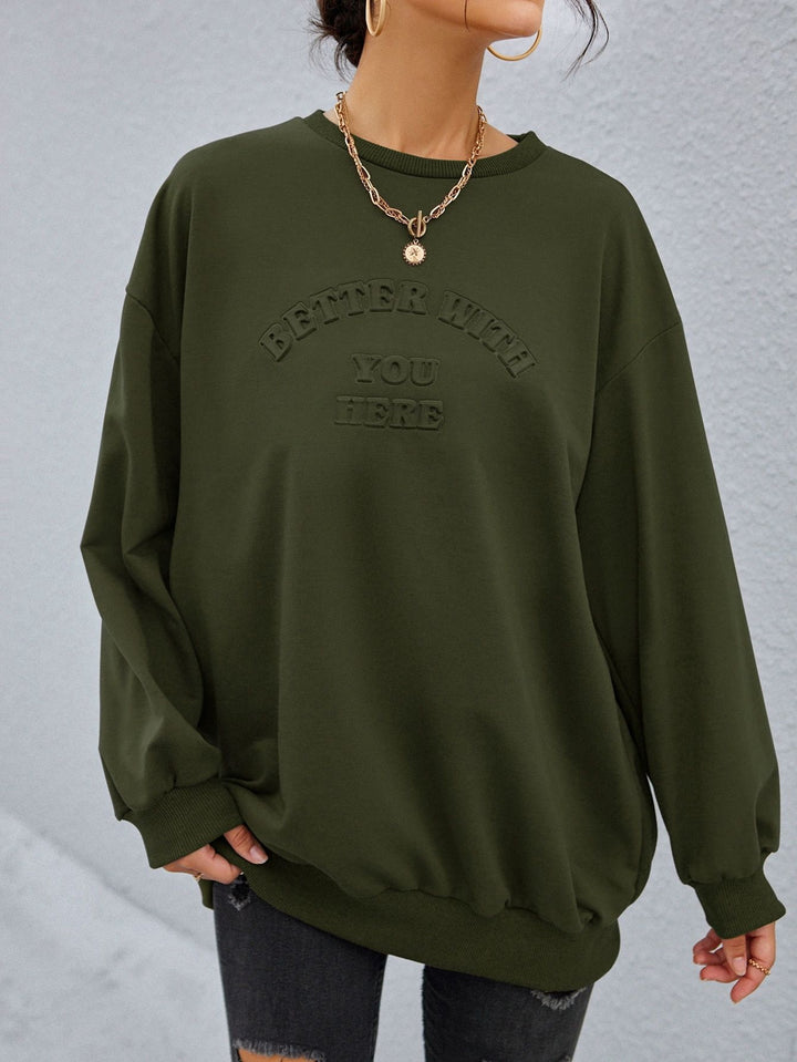Kvinders afslappede sweatshirt med prægede bogstaver Stilla