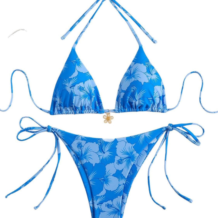 Dame Triangel-Bikini med blomstret design og justerbare stropper Stilla