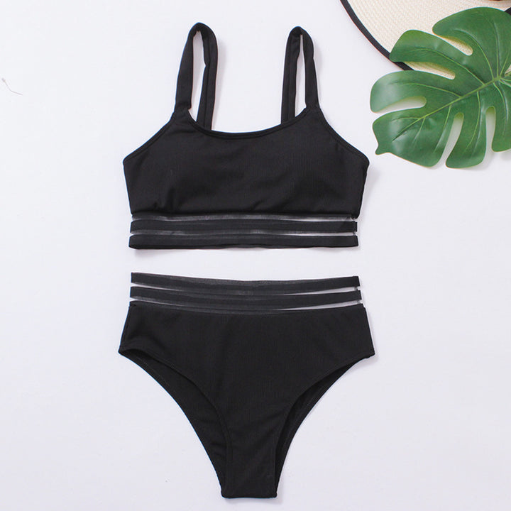 Dame sportbikini med elastiske kontraststriber Stilla