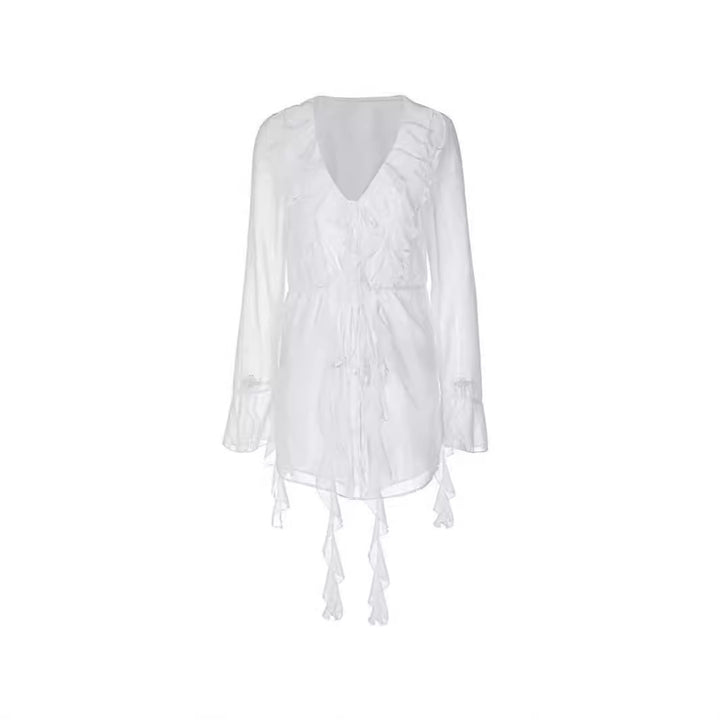 Femme Elegante Rüschen Chiffon Tunika Stilla