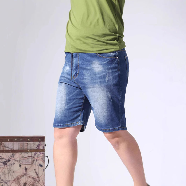 Herrer denim shorts med elastisk talje og afslappet pasform Skovae