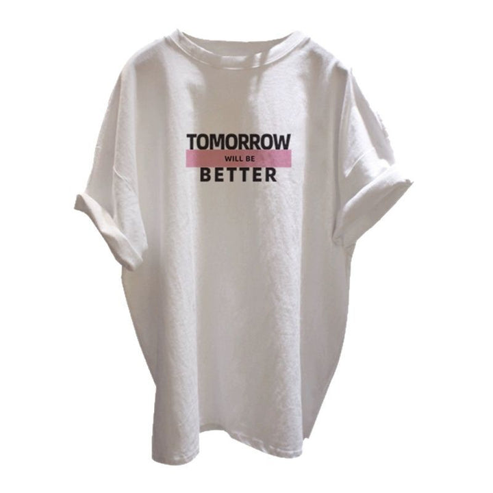 Dame Oversized T-Shirt med positivt citat og afslappet snit Stilla