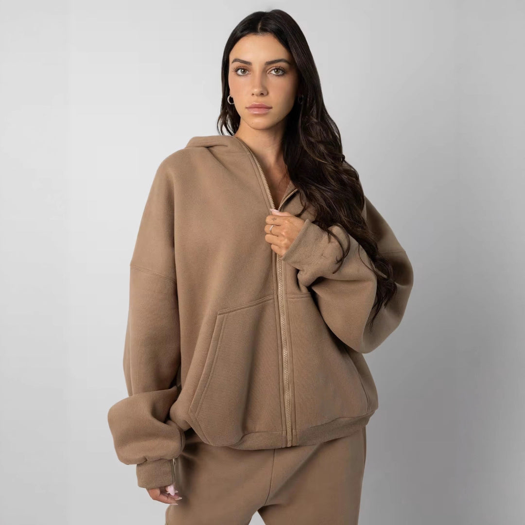 Kvinder behagelig hoodie og brede joggingbukser med praktiske lommer Skovae