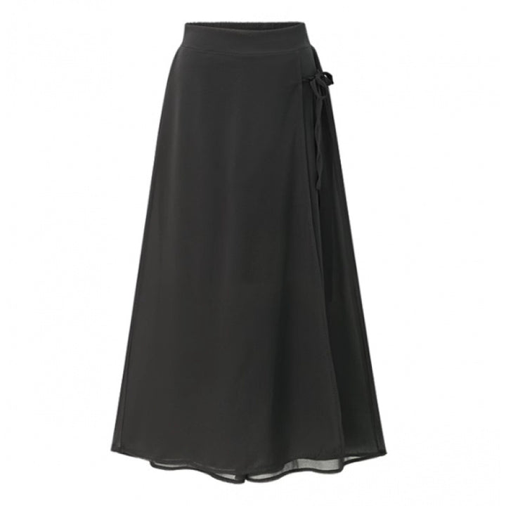 Damer Længere Wrap Skirt i flydende Chiffon Skovae