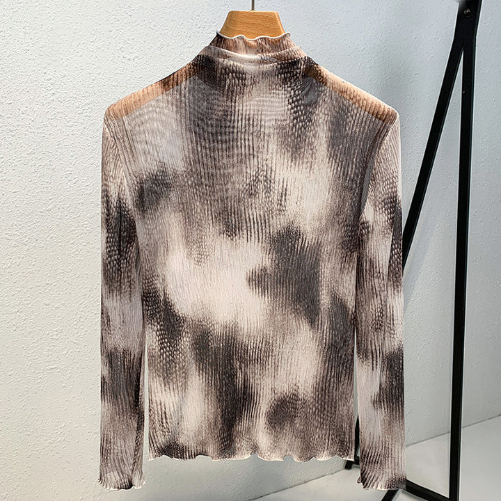 Dame langærmet top med stilfuldt ribdesign og moderne mønster Stilla