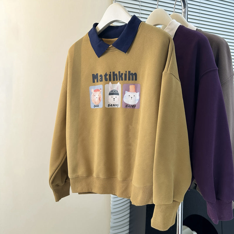 Femme Cozy Graphic Sweatshirt med kontrastkrave Stilla