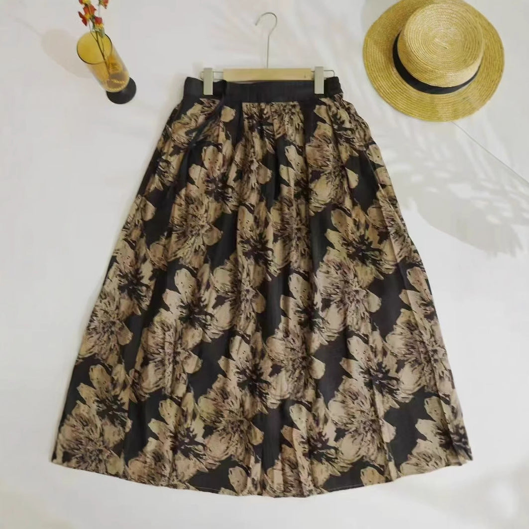 Damer Floral Print A-Line Maxi Skirt Stilla
