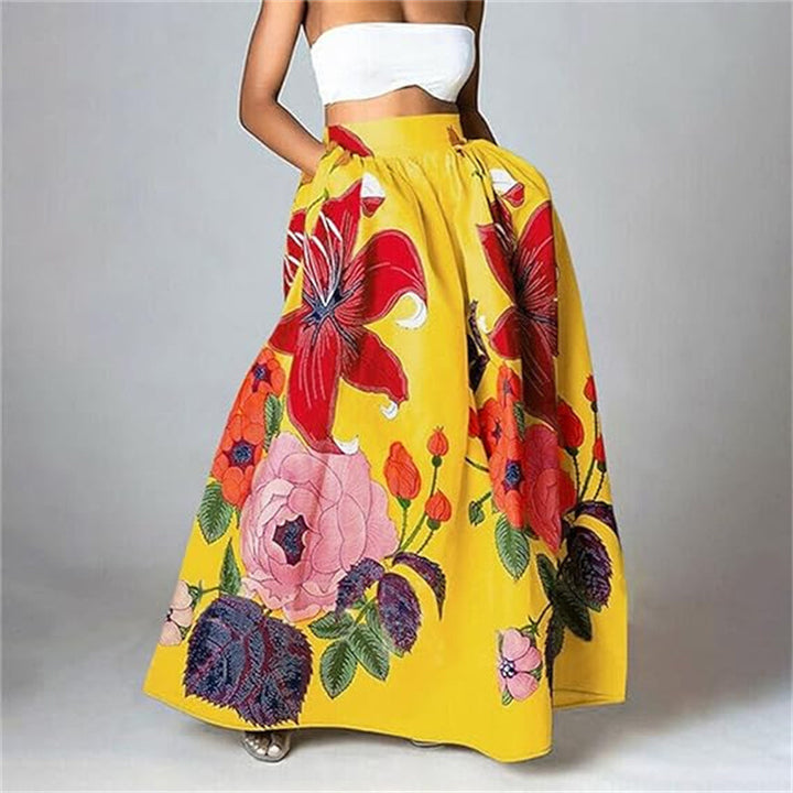 Dame elegant Maxiskørt med florale motiver Stilla
