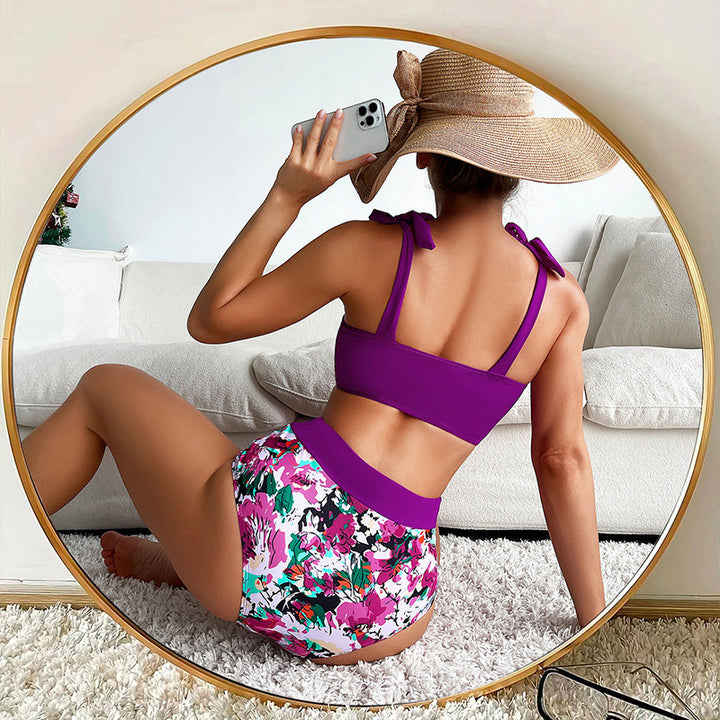Dame højtaljet bikini med elegant bustier og raffineret snit Skovae