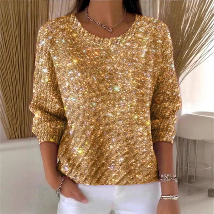 Damer glitter sweater med rund hals og afslappet pasform Skovae
