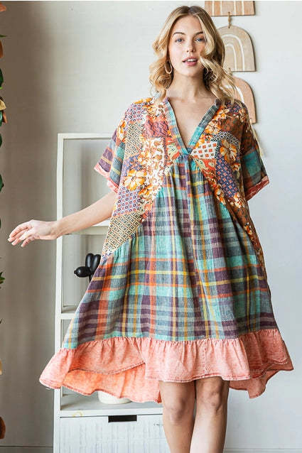 Kvindernes Patchwork Print Lagkjole Stilla