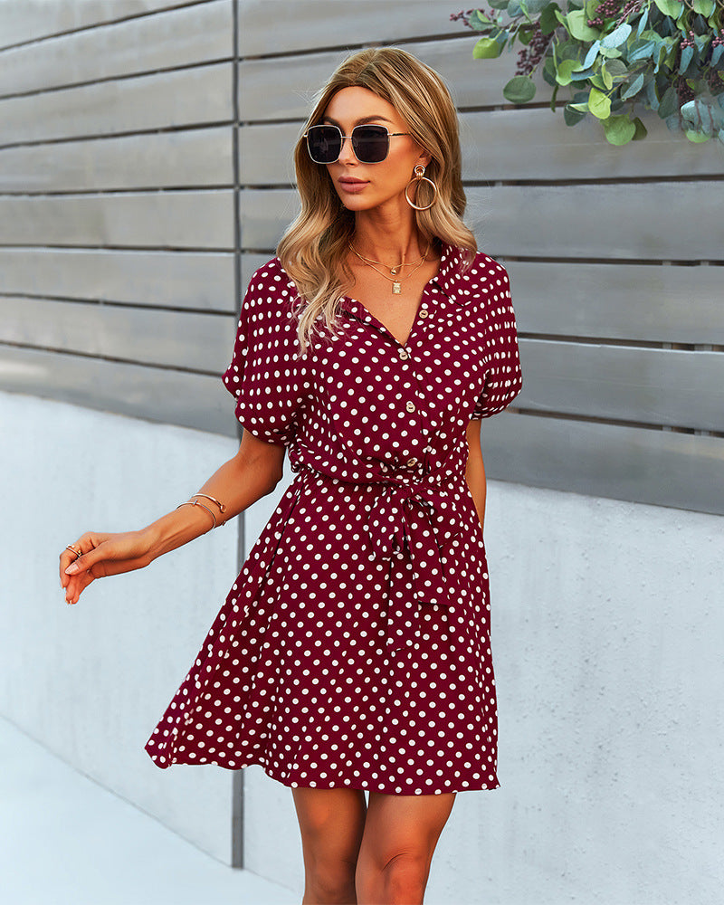 Dame Polka Dots Kjole med Taljebælte Stilla