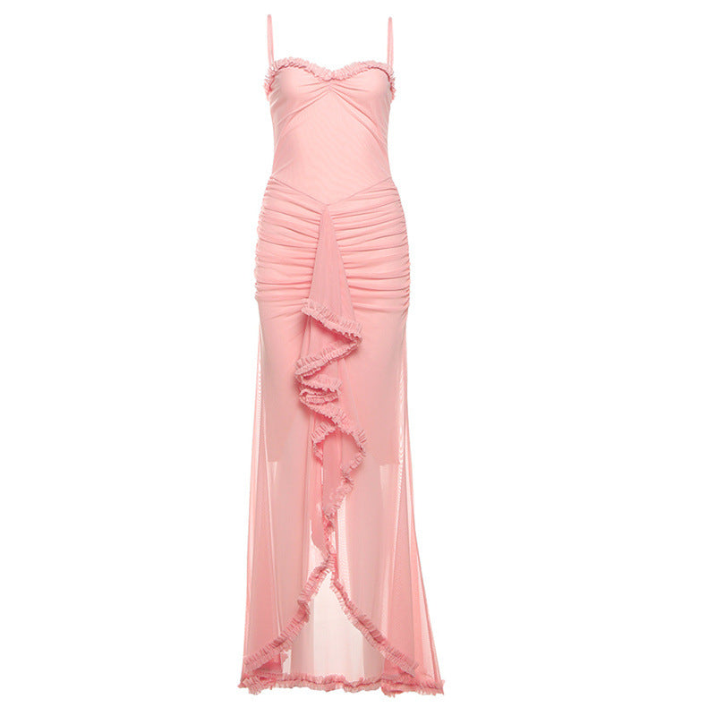 Dame Elegante Vinkjole med Ruffles detaljer og figursyet snit Skovae
