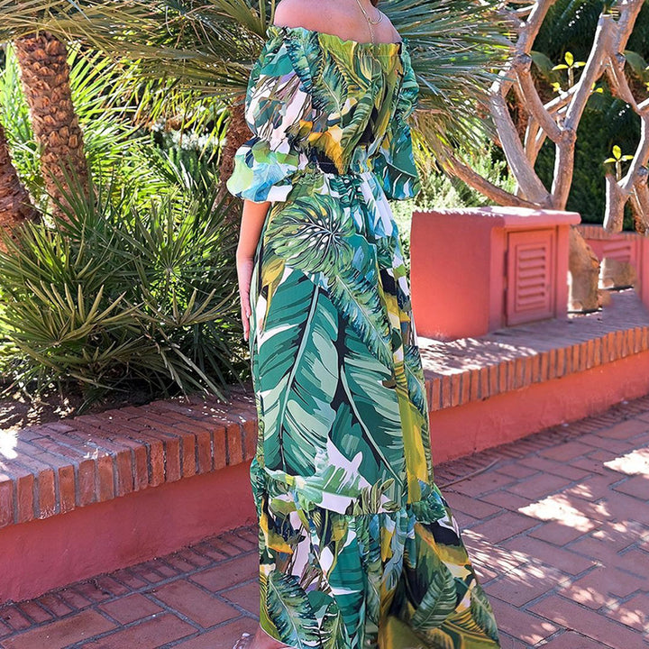 Dame Maxi Kjole med off-shoulder skæring og blomstret design Stilla