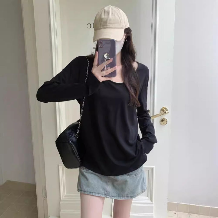 Dame Oversized Rundhalset Langærmet T-shirt Stilla