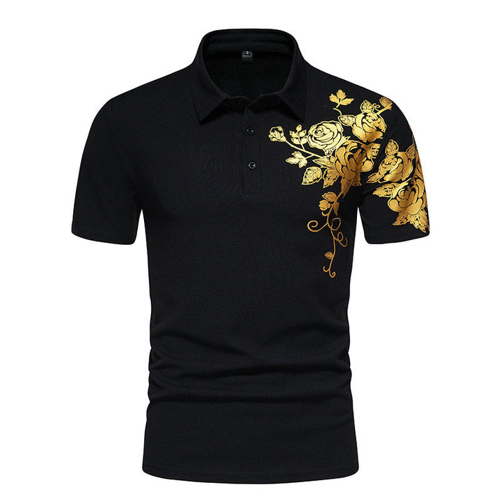 Herrer Floral Broderet Kortærmet Polo-Skjorte Stilla