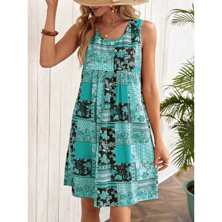 Dame luftig sommerkjole med patchwork-design Stilla