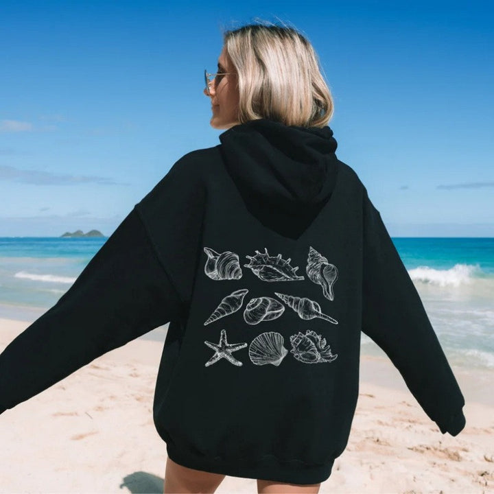 Kvinder Oversized Hoodie med Maritim Skalsdesign Skovae