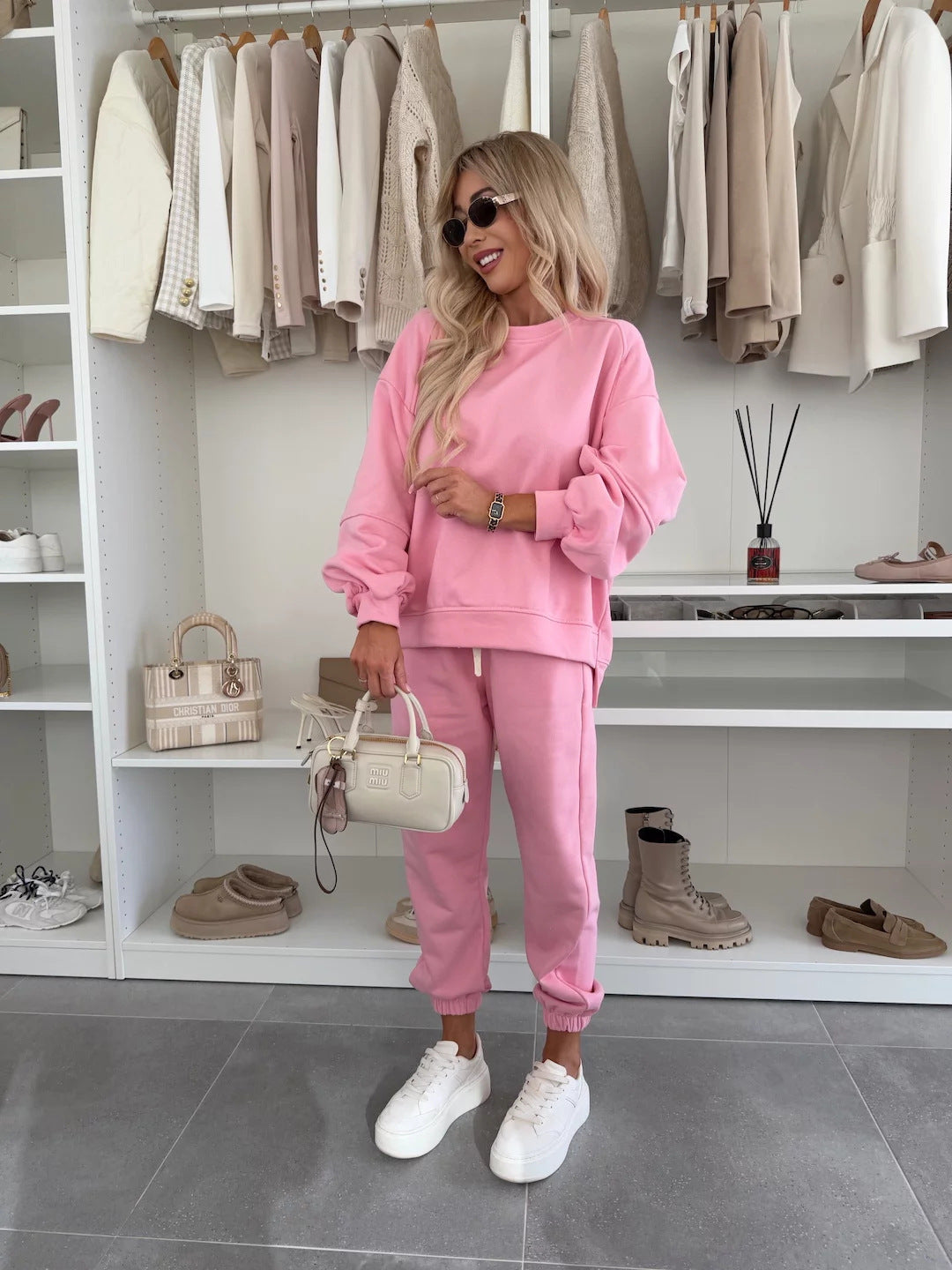 Dame behagelig sweatshirt-bukse-kombination Stilla