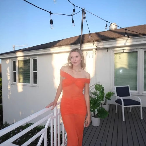 Dame Off-Shoulder Maxikjole med raffinerede draperinger Skovae