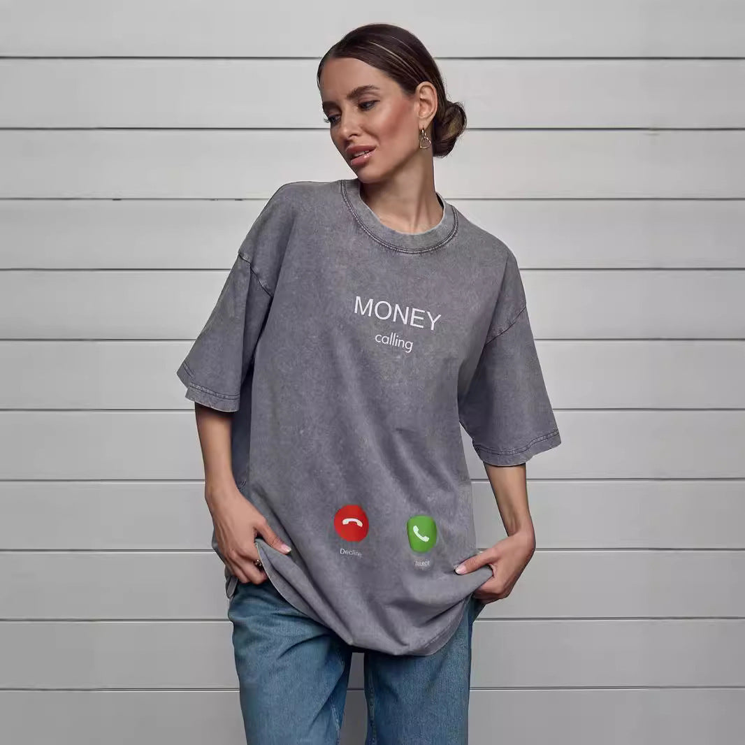 Dame Oversized T-shirt med trendy print Stilla