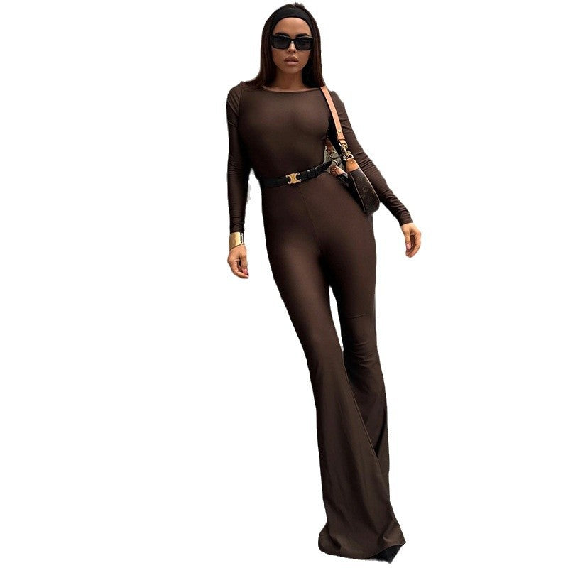 Dame jumpsuit med skulderfri design og bredt ben Skovae