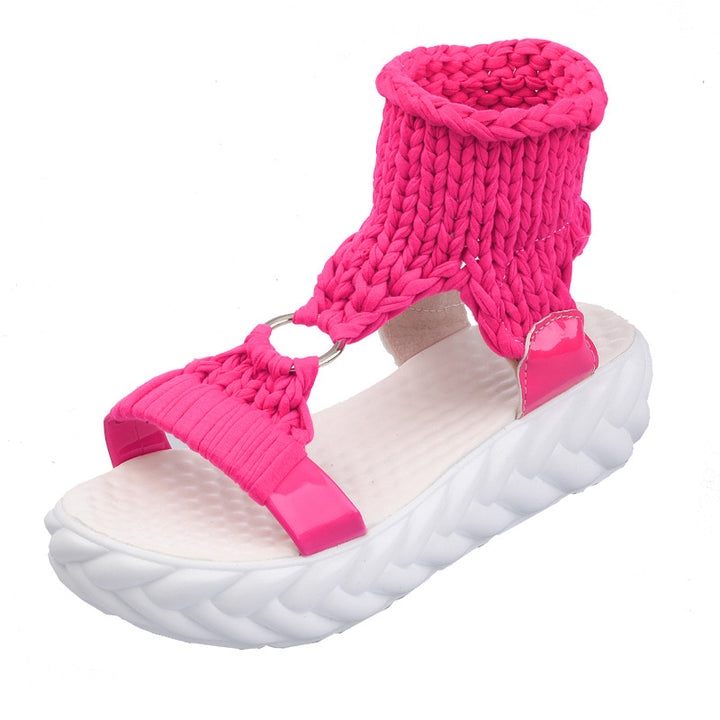 Dame nan håndvævede flettede plateau-sandaler med ergonomisk polstret sål Skovae