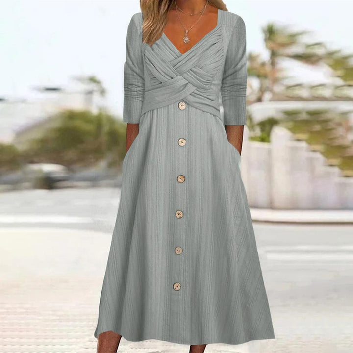 Dame Button-Down Maxi Kjole med krydset overdel Detalje Stilla