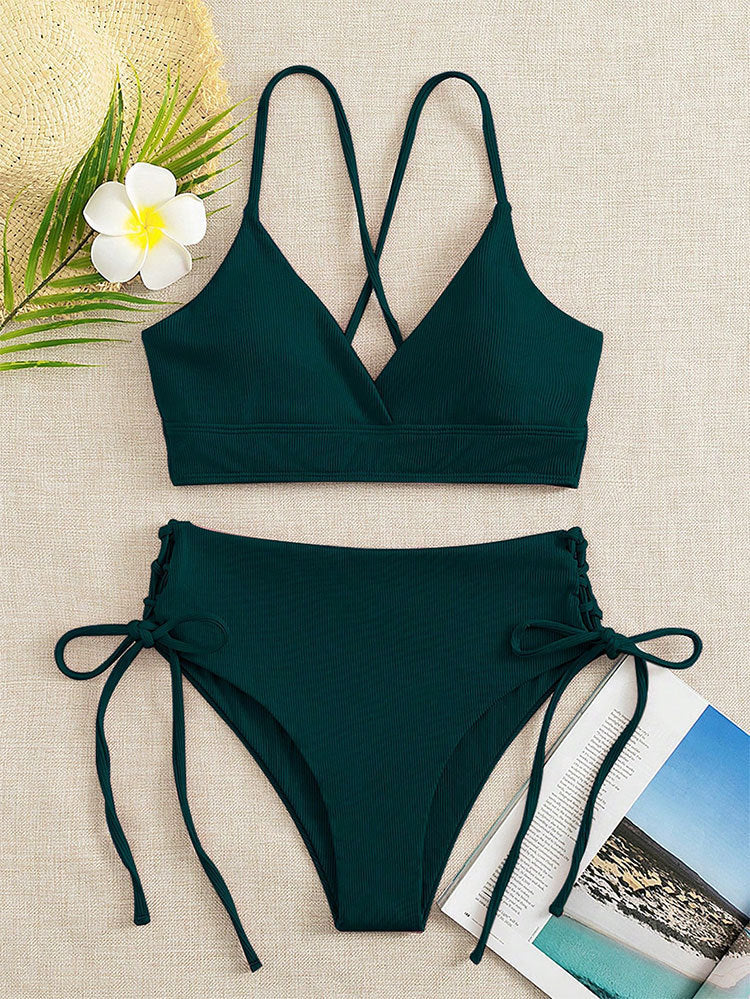 Dame to-delt bikini med justerbare snøringer og bageste kryds-strop Skovae