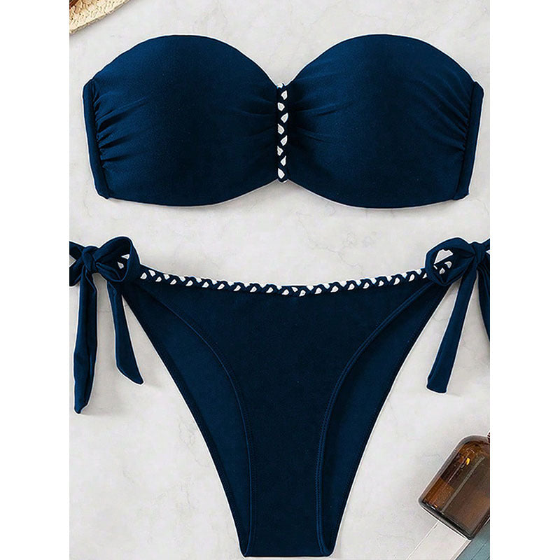 Dame bandeau-bikini med legende sløjfedetalje Skovae