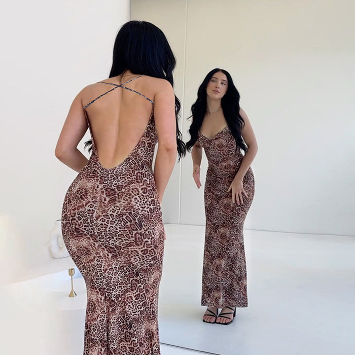 Kvinder Dyrtryk Bodycon Maxikjole Stilla